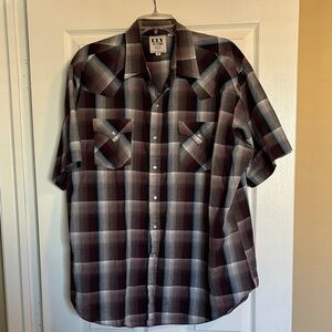 Ely Cattleman men’s plaid short sleeve pearl snap shirt size XXL